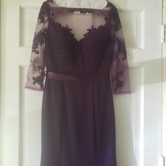 Plum Mother of the Bride Bridesmaid Dress Lace 10 - Picture 2 of 15